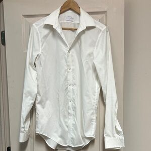 Calvin Klein Men's White Button-Down Dress Shirt